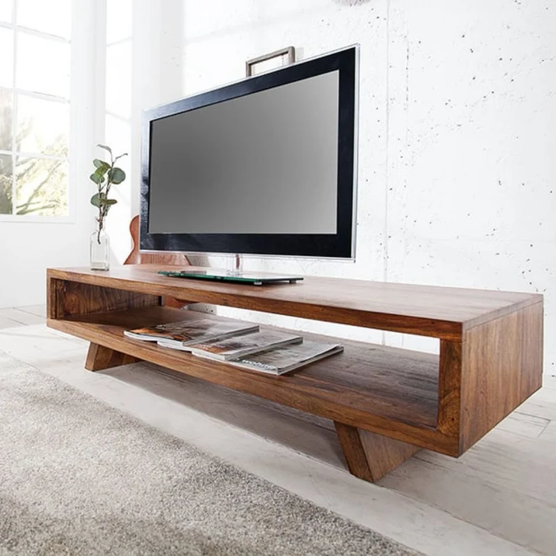 Puristischer Couchtisch SHIVA ca.110cm Sheesham TV-Board