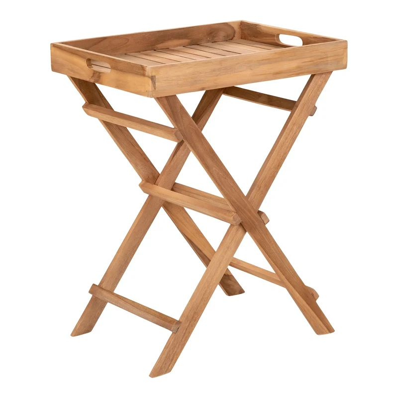 Klappbarer Teak Tablett-Tisch FLEX Natural 50cm Beistelltisch