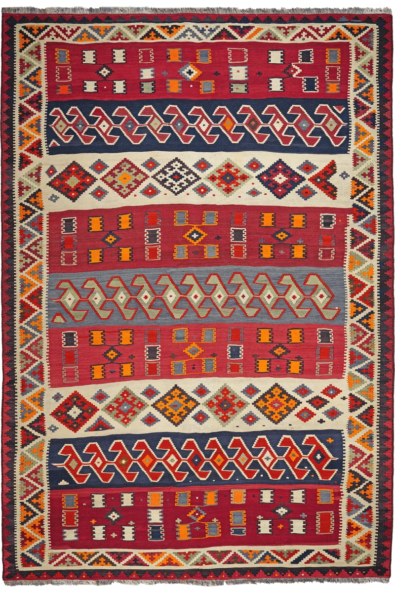 Kelim Gashgai Old · Handgewebt – Bunt, 272x185 cm