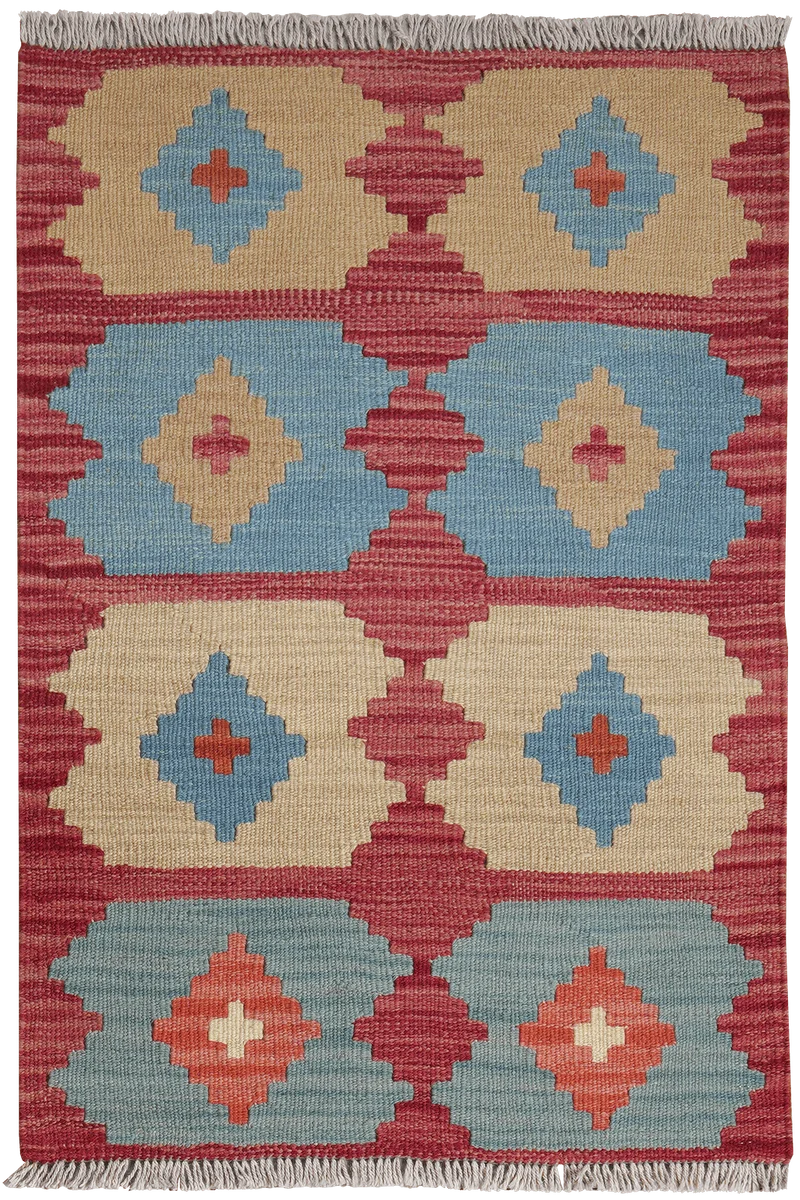 Kelim Gashgai · Handgewebt – Rot, 90x63 cm