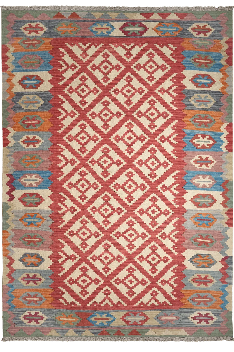 Kelim Gashgai · Handgewebt – Rot, 251x171 cm