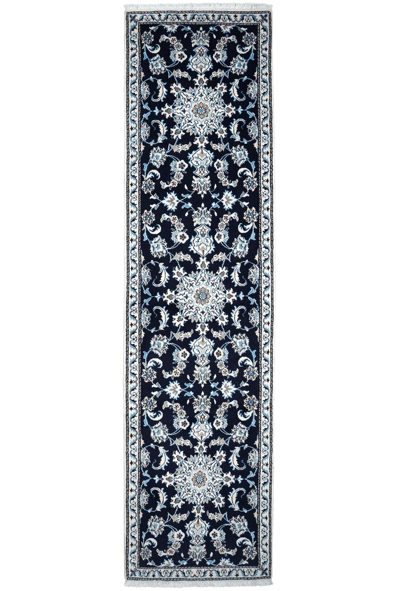 Nain 12La · Handgeknüpft – Blau, 293x75 cm