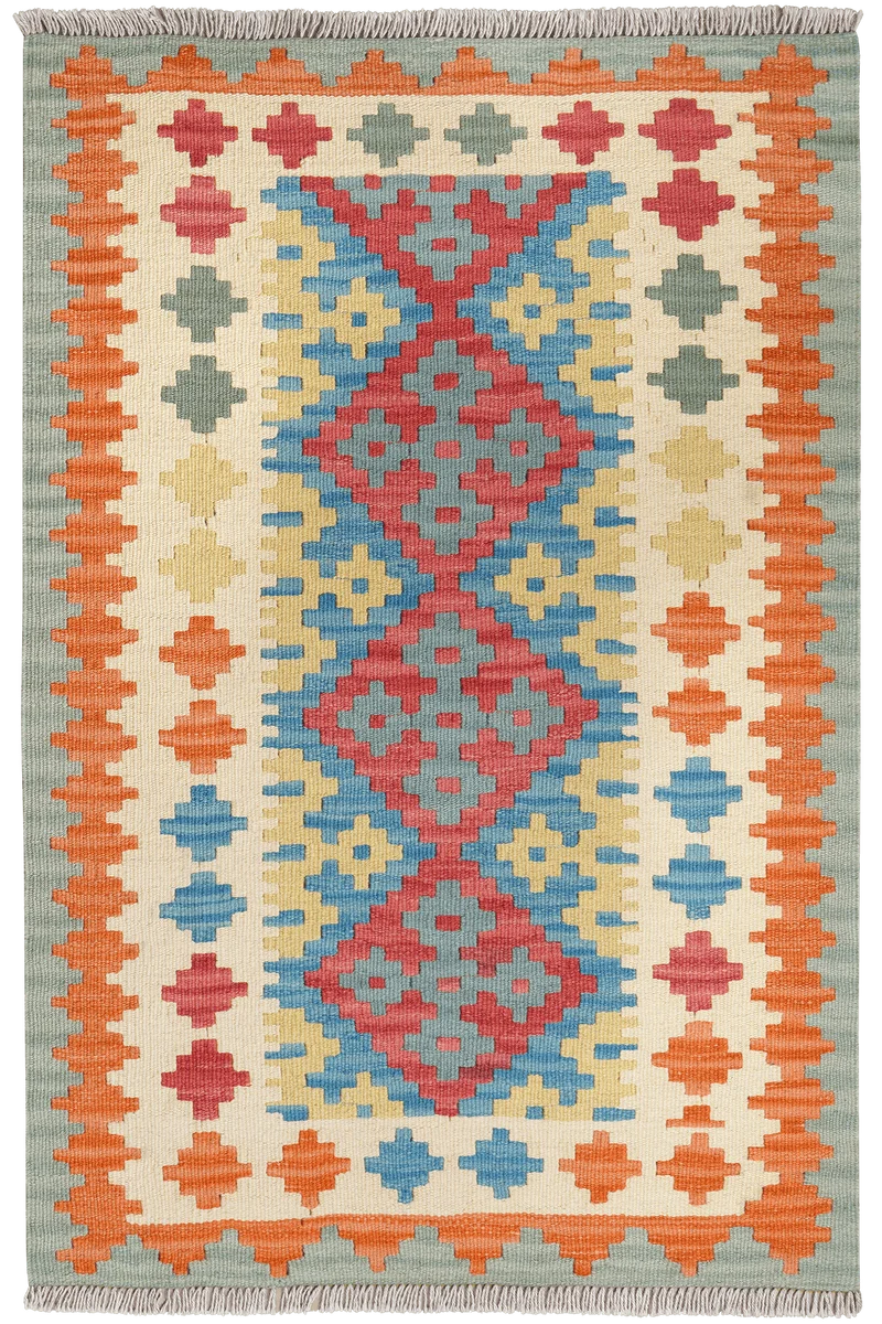 Kelim Gashgai · Handgewebt – Blau, 128x85 cm