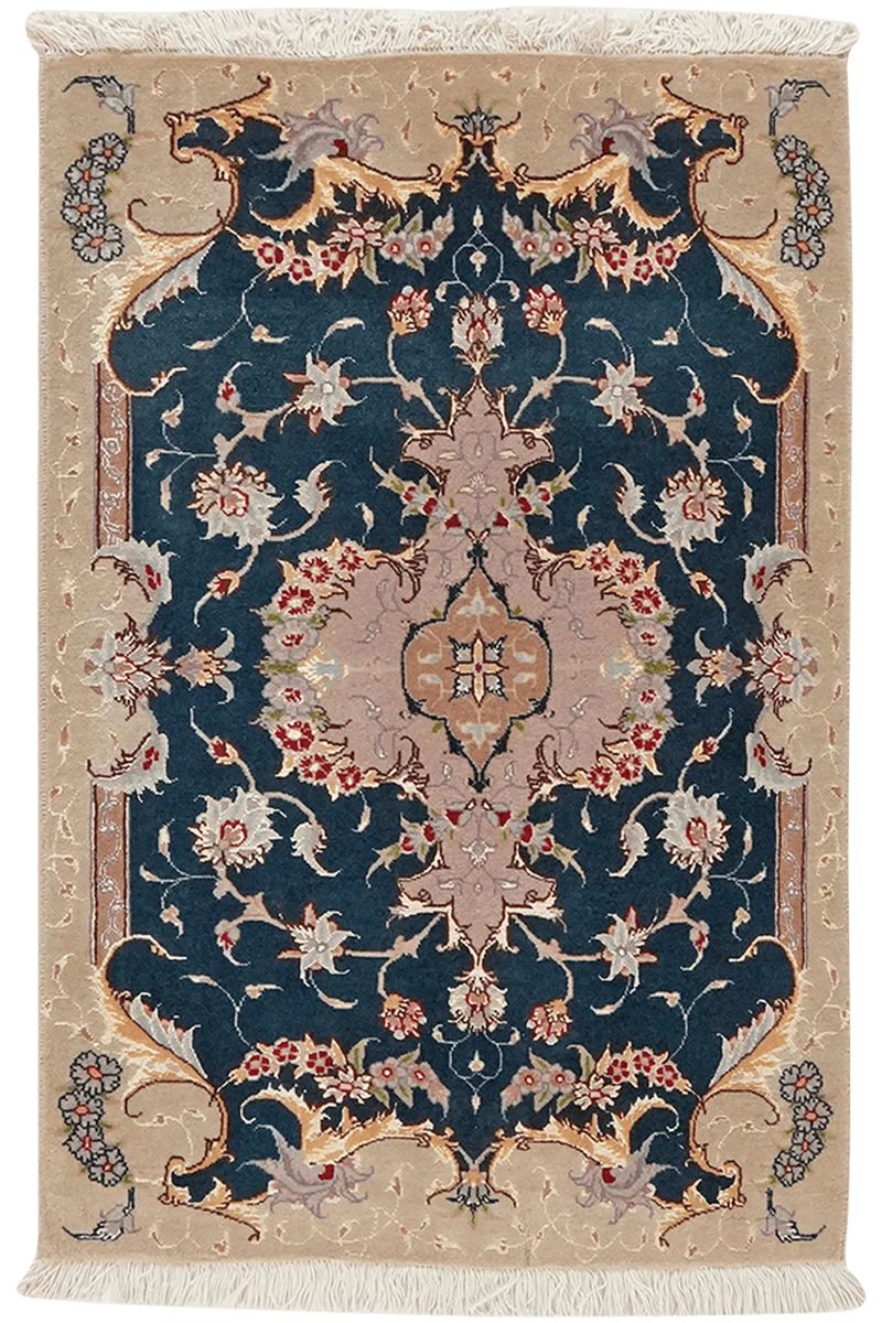 Tabriz 50 Raj · Handgeknüpft – Blau, 92x60 cm