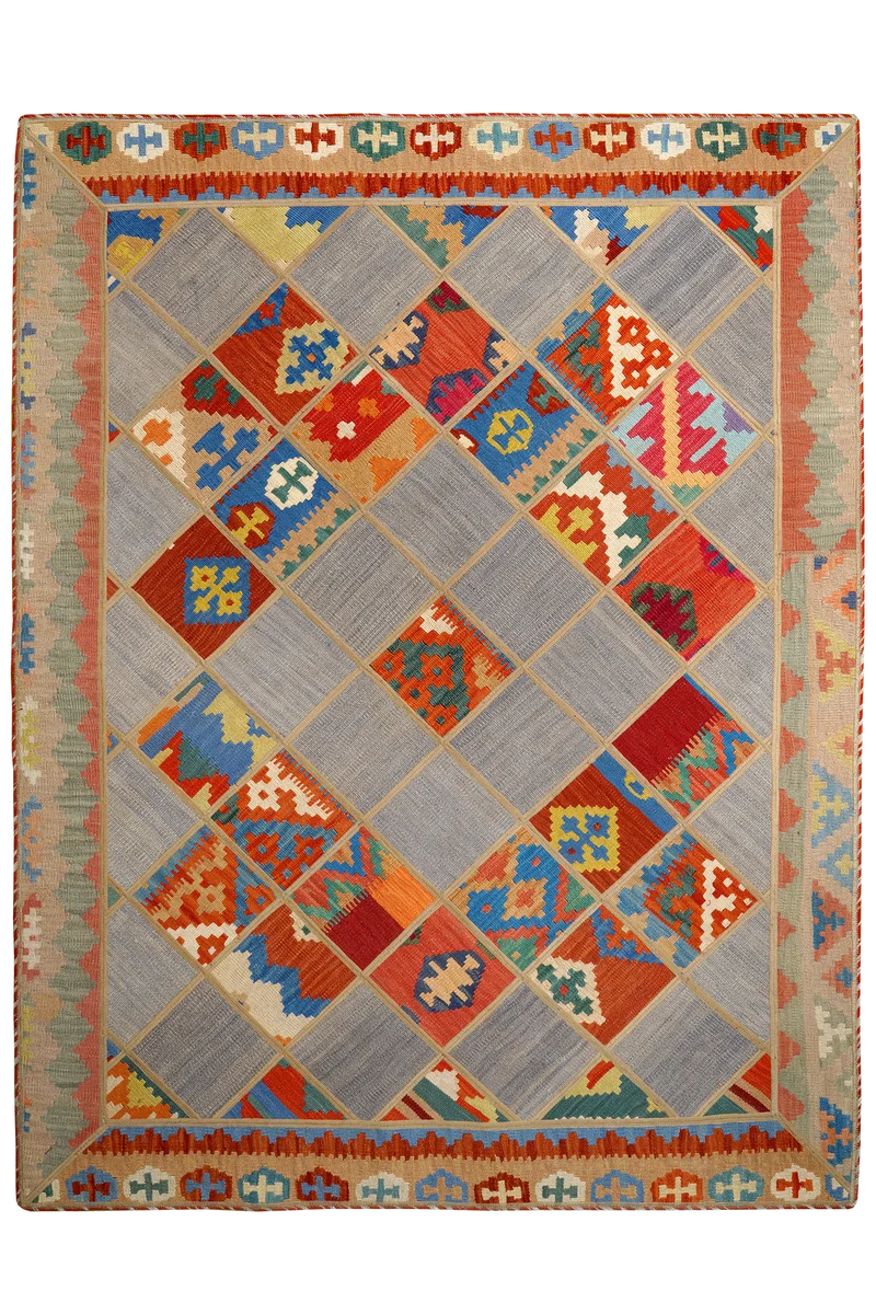 Kelim Tekkeh · Handgewebt – Grau, 200x150 cm