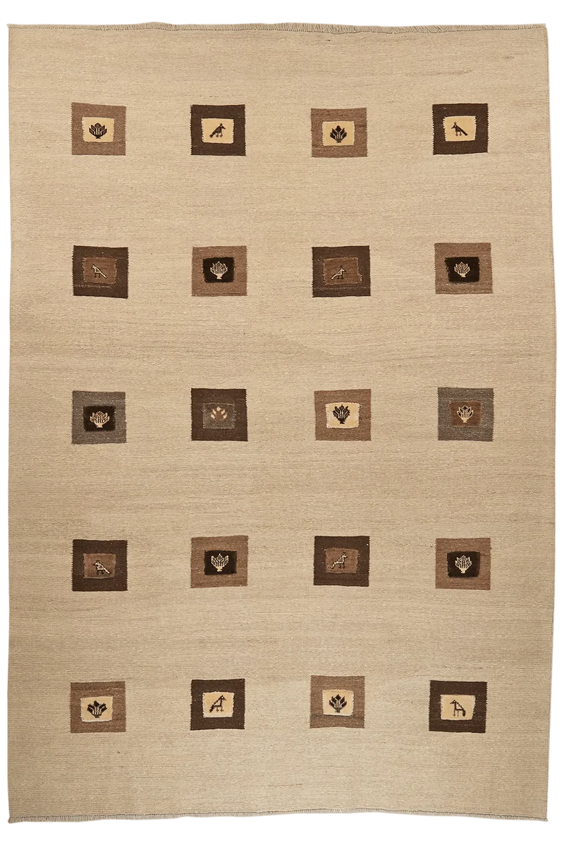 Kelim Gashgai · Handgewebt – Beige, 294x205 cm