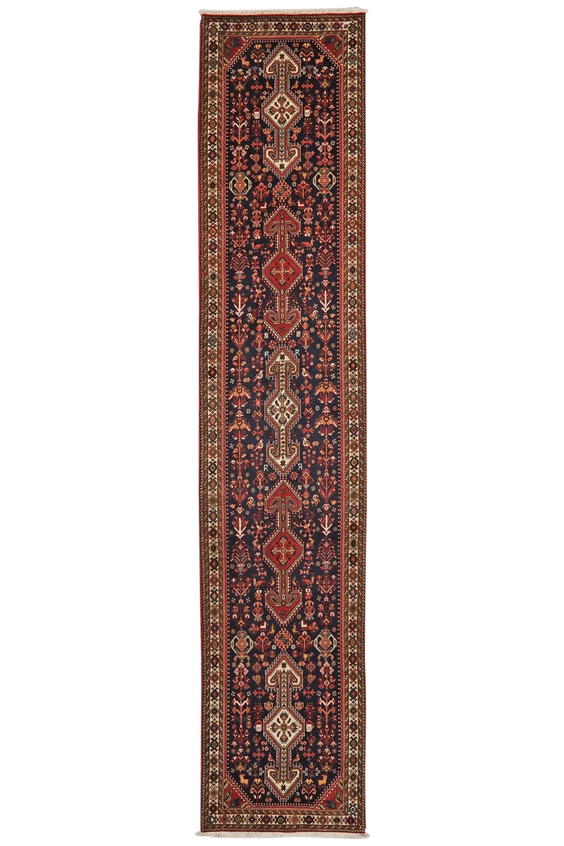 Nasrabad · Handgeknüpft – Blau, 399x82 cm