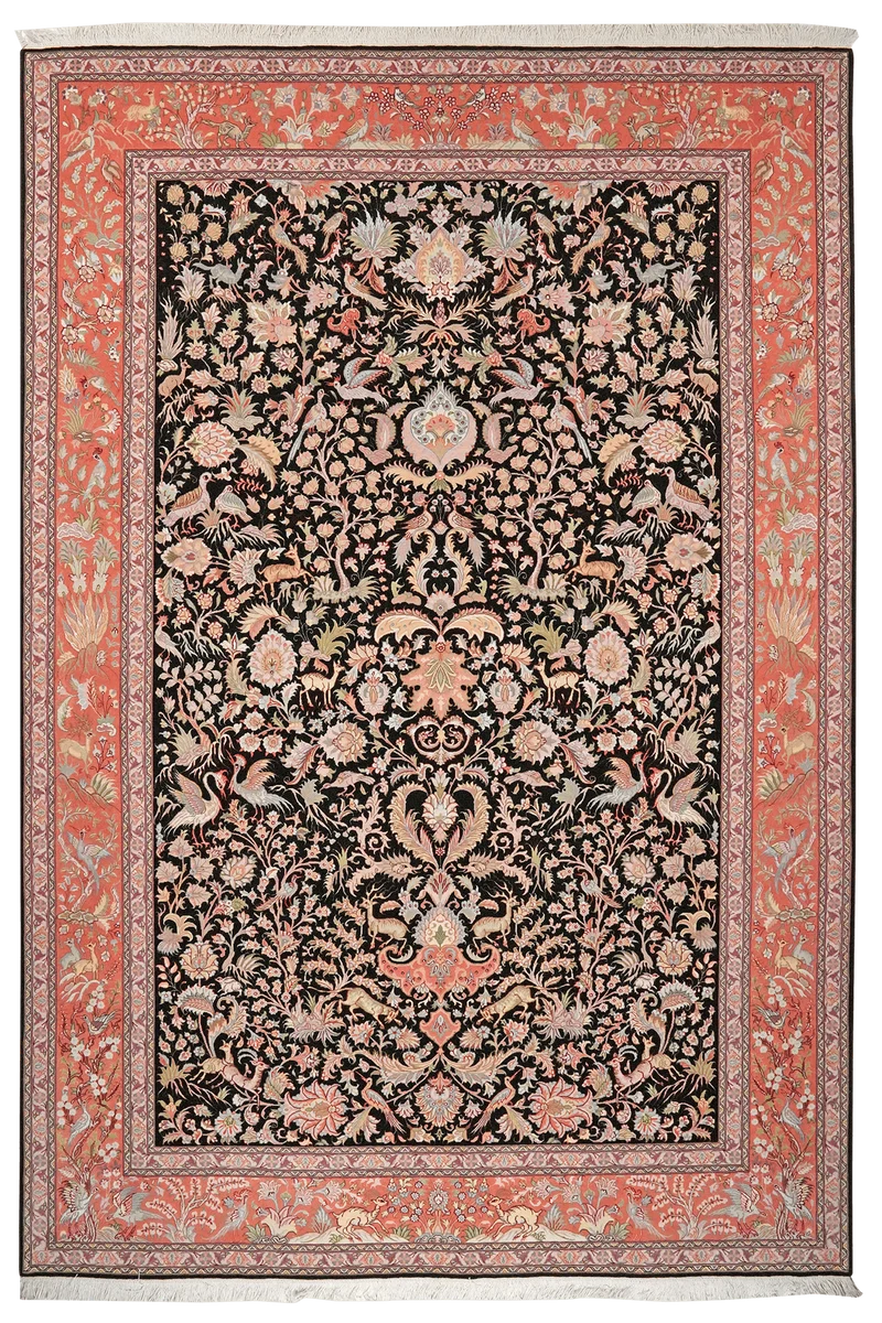 Tabriz 50 Raj · Handgeknüpft – Schwarz, 295x199 cm