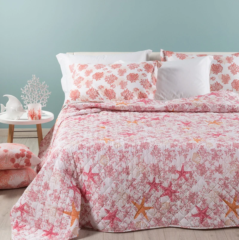 Copriletto Primaverile conchiglia Coral Beach in Cotone 80 gr/mq