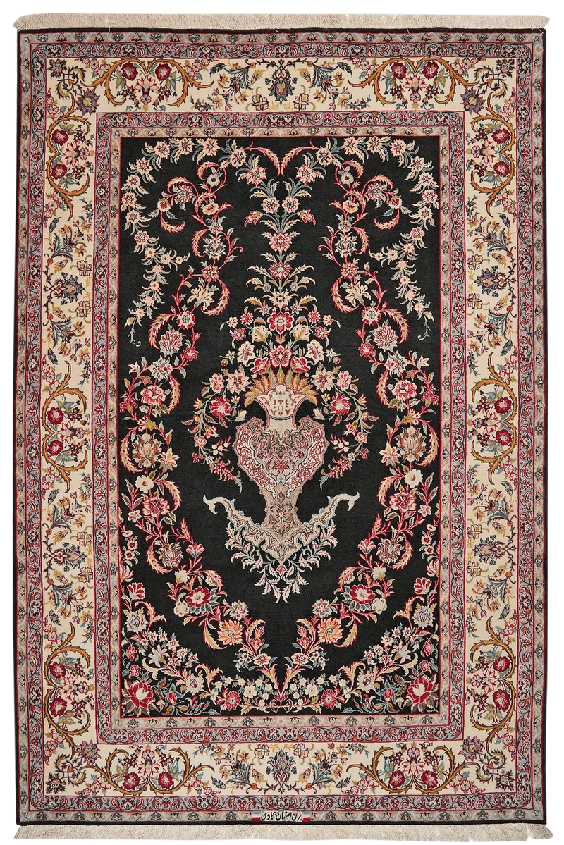 Isfahan · Handgeknüpft – Schwarz, 238x155 cm