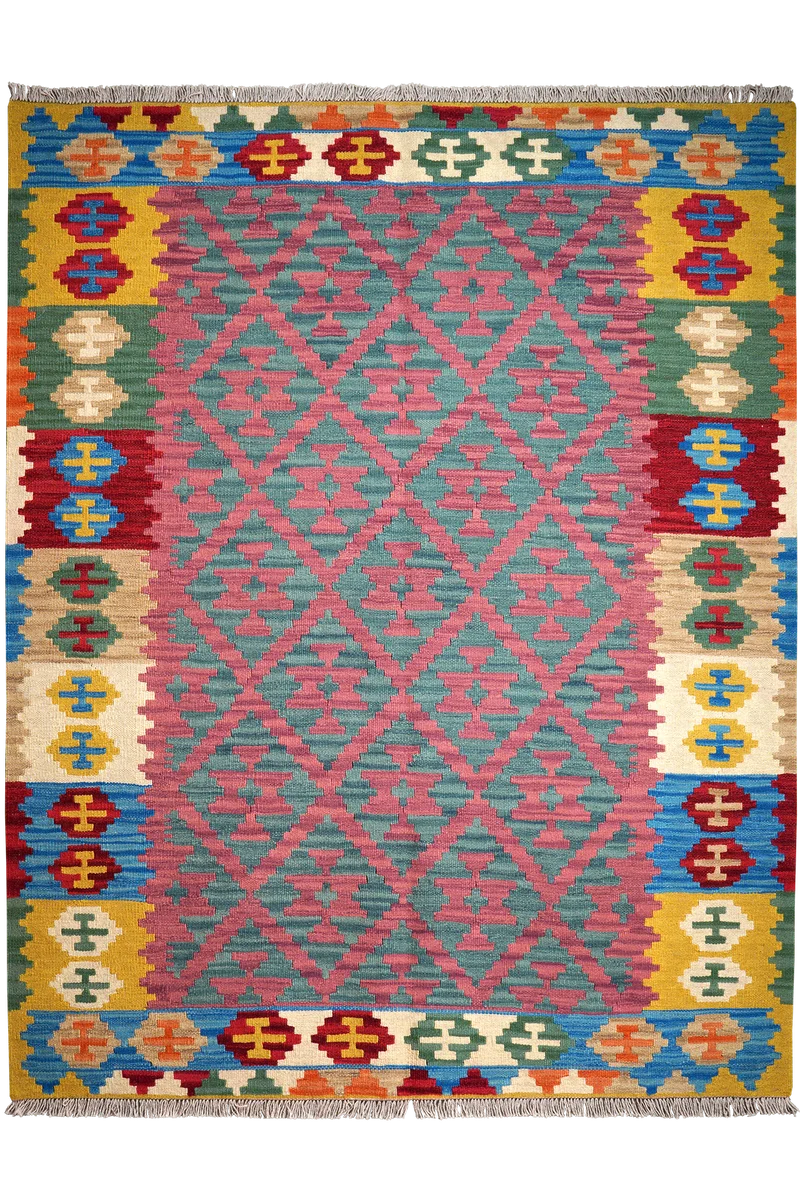 Kelim Gashgai · Handgewebt – Rosa, 193x151 cm