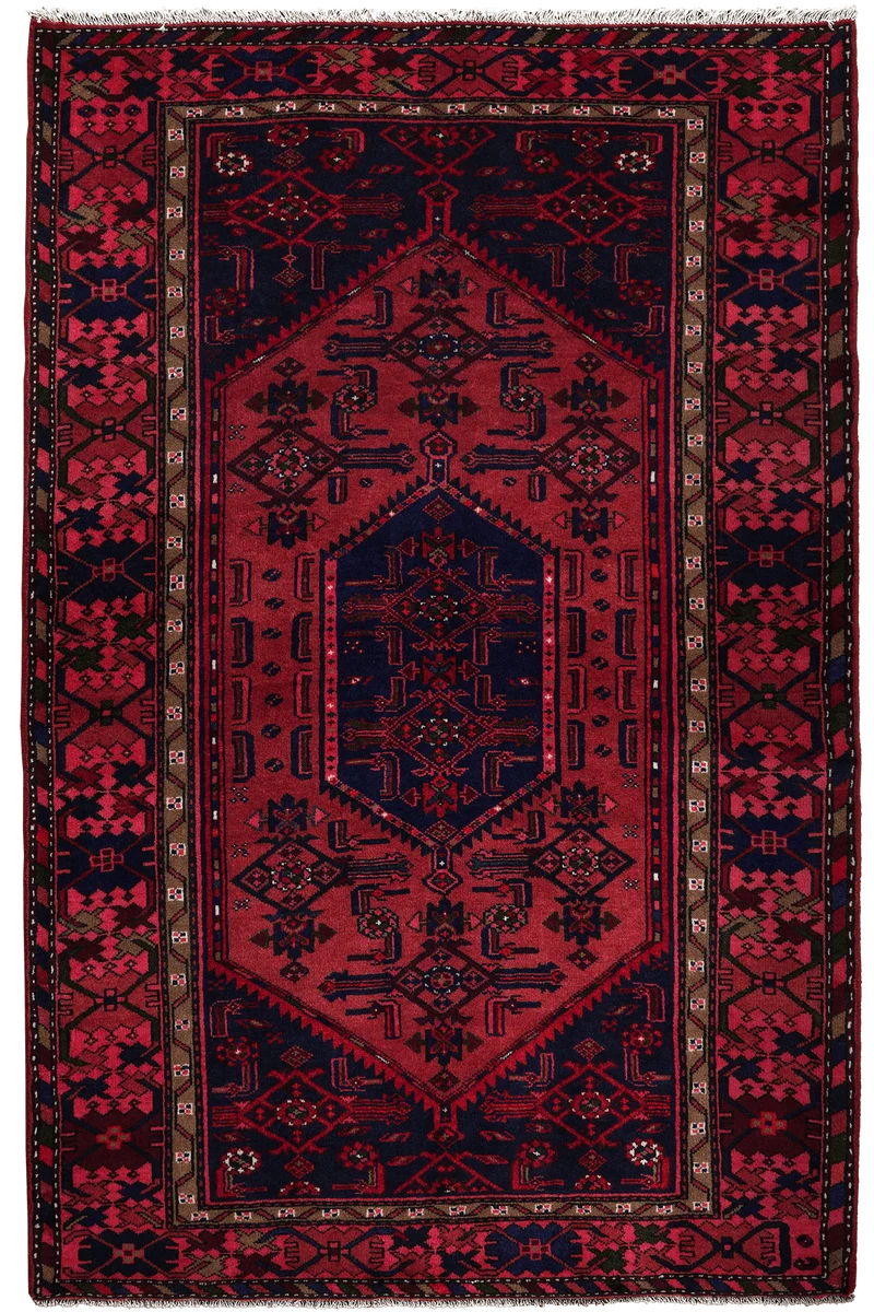 Khamseh · Handgeknüpft – Rot, 202x130 cm