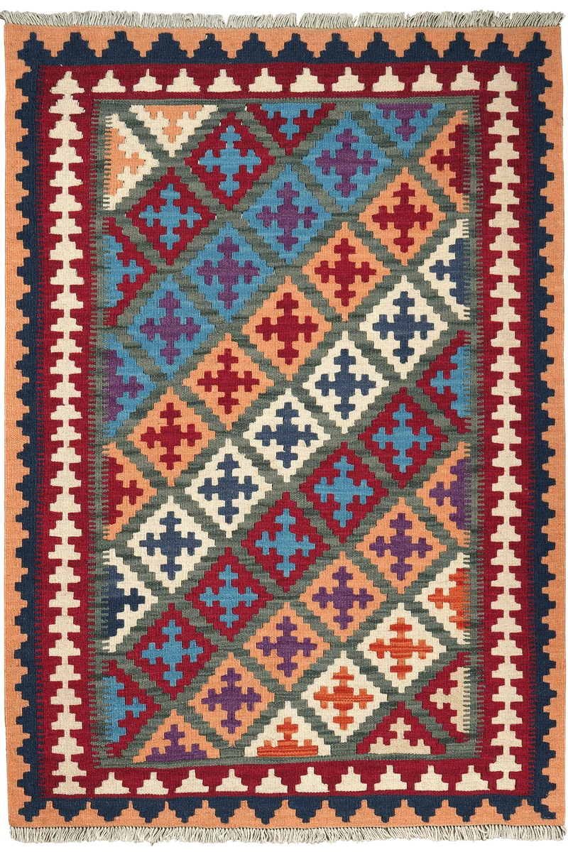Kelim Gashgai · Handgewebt – Grün, 150x104 cm
