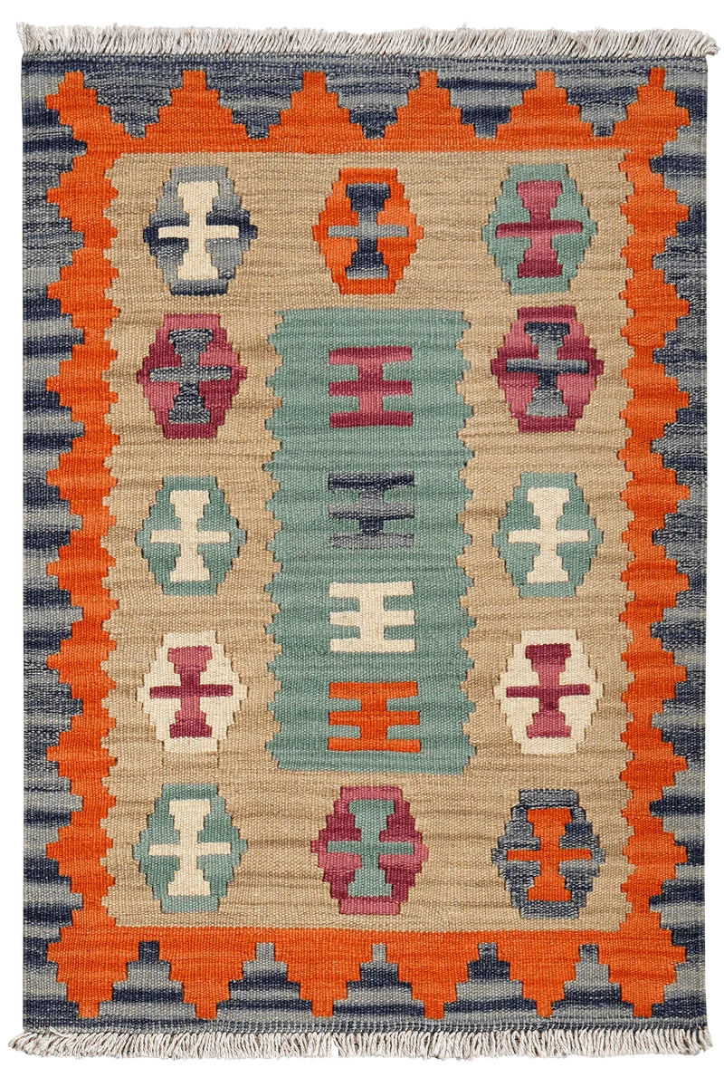 Kelim Gashgai · Handgewebt – Beige, 91x64 cm