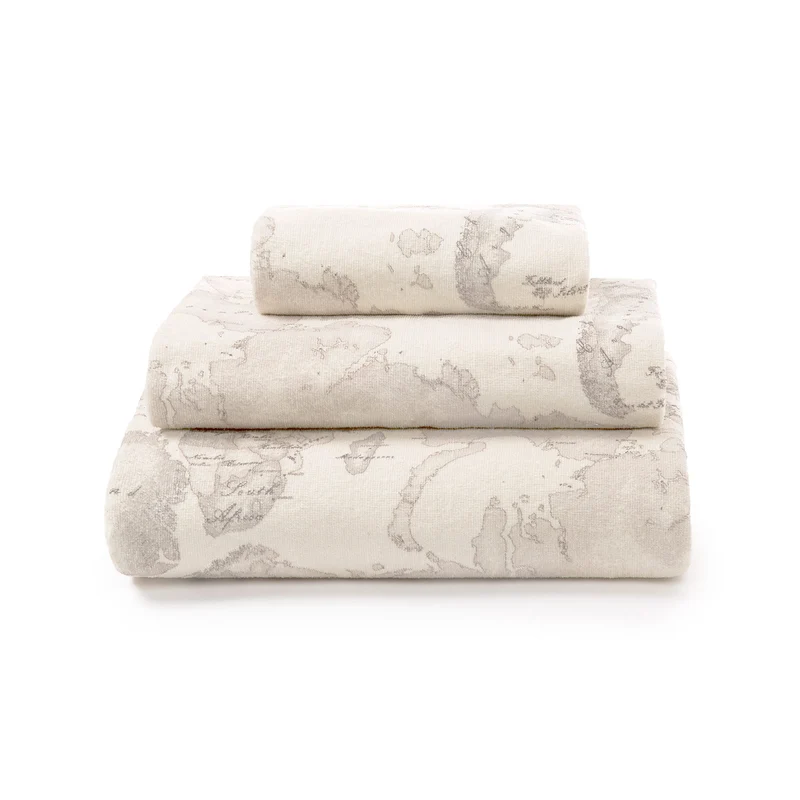 Set asciugamani in spugna geo white in Cotone 420 gr/mq
