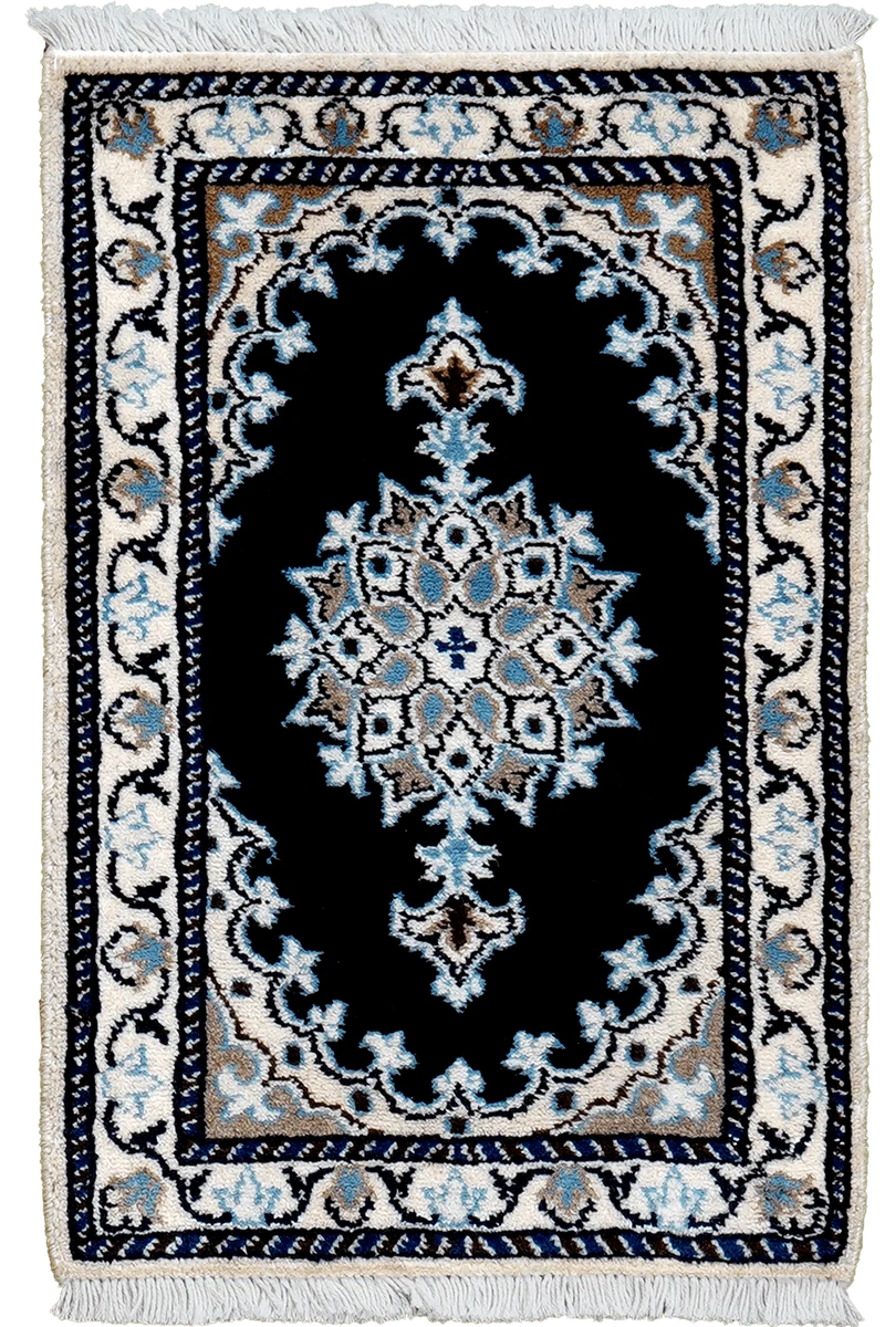 Nain 12La · Handgeknüpft – Blau, 61x40 cm