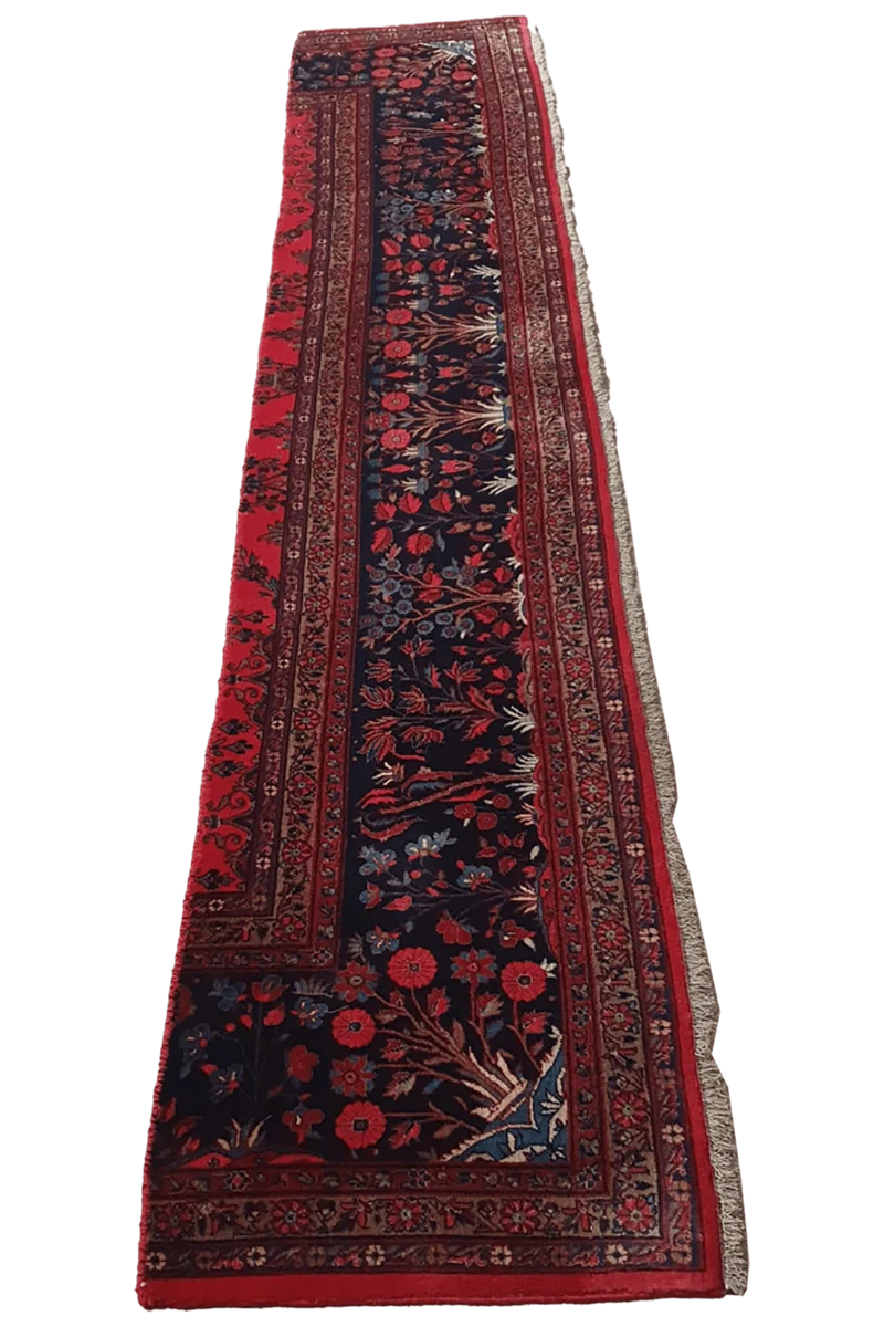 Kashan · Handgeknüpft – Blau, 330x58 cm