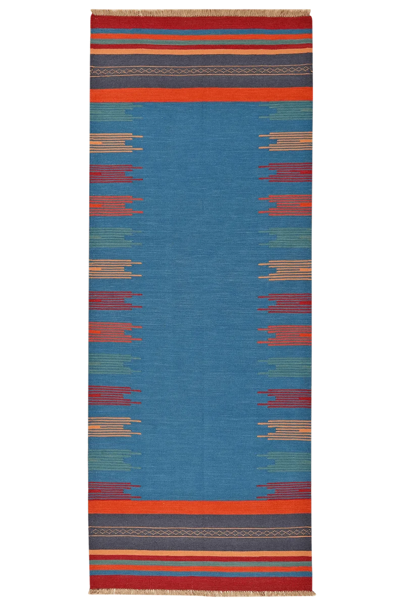 Kelim Gashgai · Handgewebt – Blau, 255x101 cm