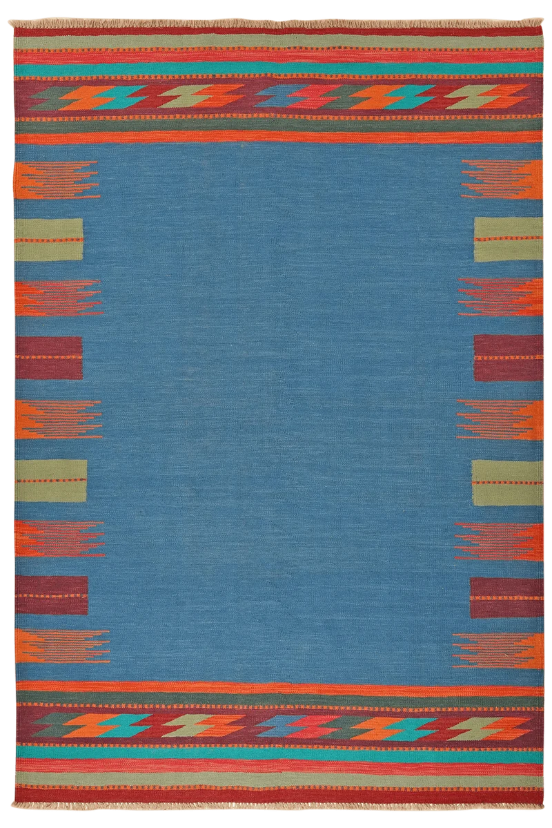 Kelim Gashgai · Handgewebt – Blau, 251x173 cm