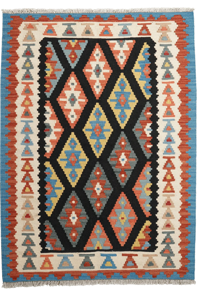 Kelim Gashgai · Handgewebt – Schwarz, 148x106 cm