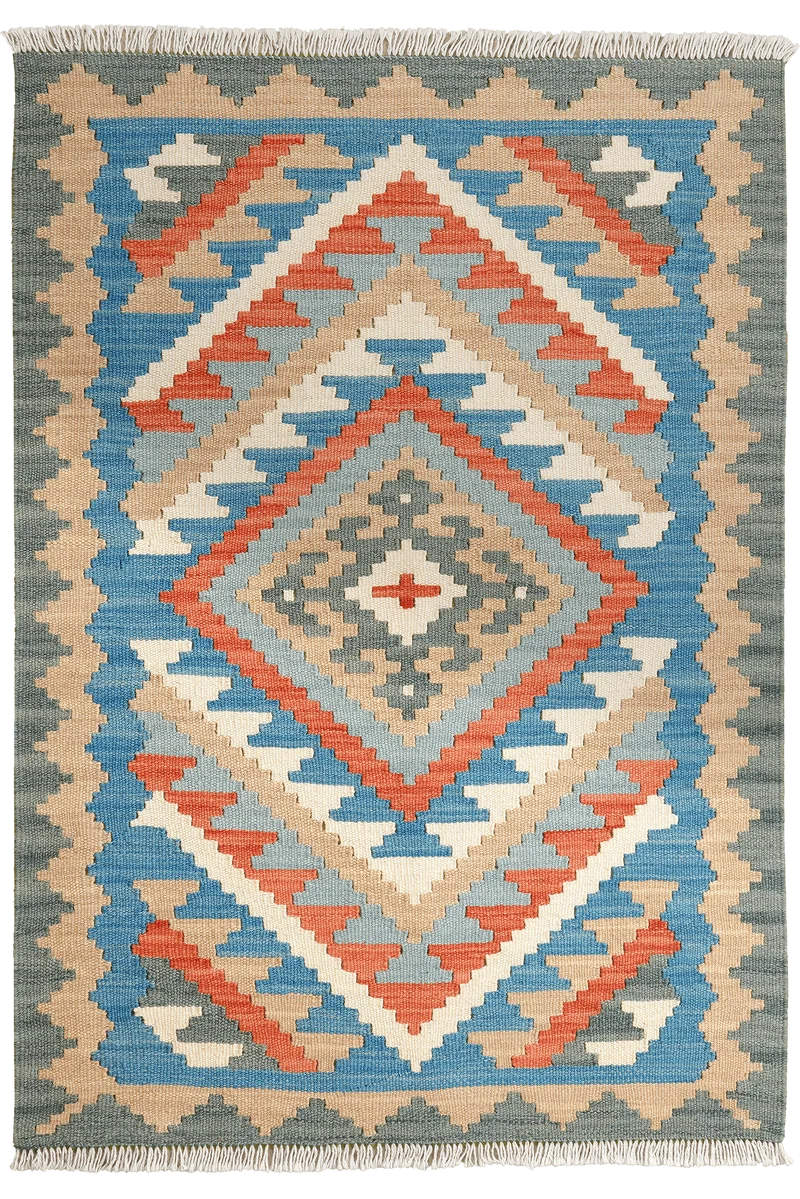 Kelim Gashgai · Handgewebt – Blau, 119x82 cm