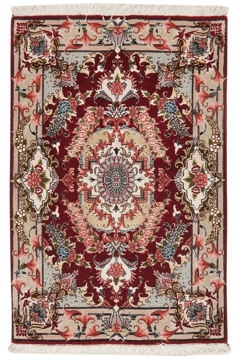 Tabriz 50 Raj · Handgeknüpft – Rot, 95x63 cm