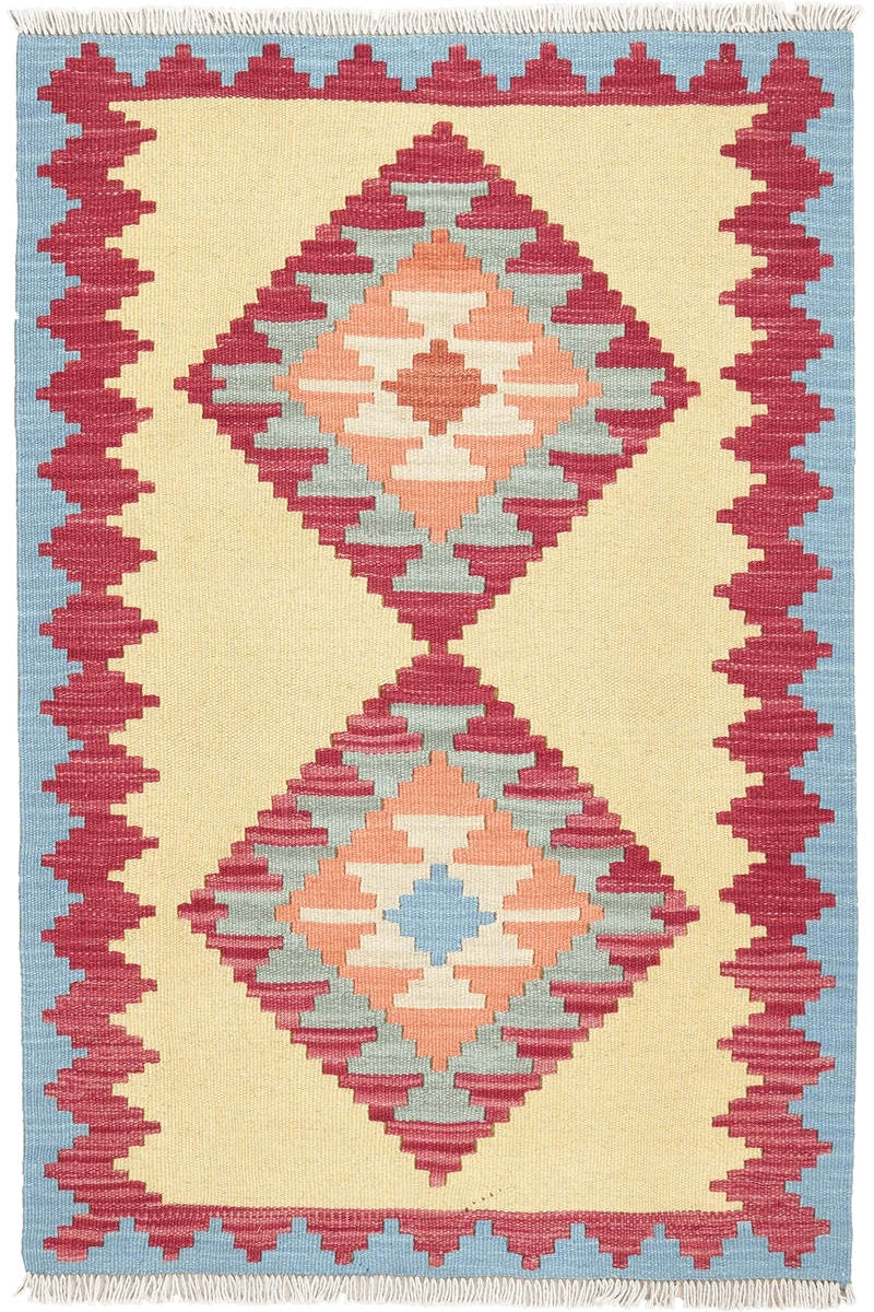 Kelim Gashgai · Handgewebt – Gelb, 120x81 cm