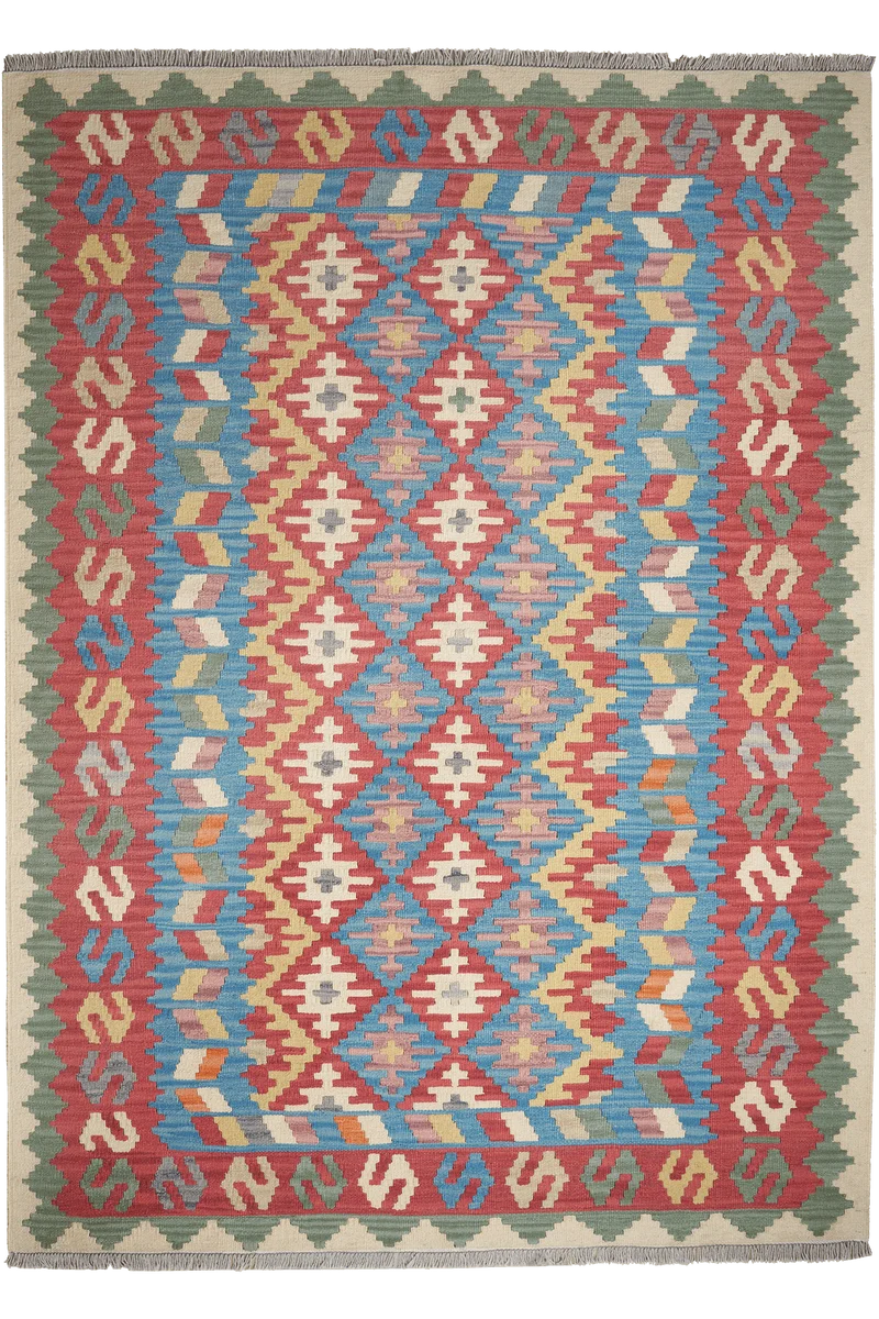 Kelim Gashgai · Handgewebt – Blau, 234x167 cm