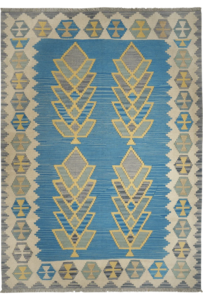 Kelim Gashgai · Handgewebt – Blau, 238x171 cm