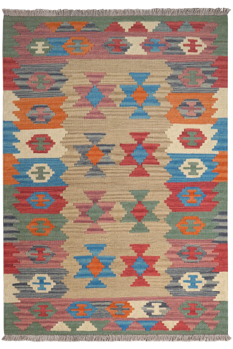 Kelim Gashgai · Handgewebt – Beige, 147x104 cm