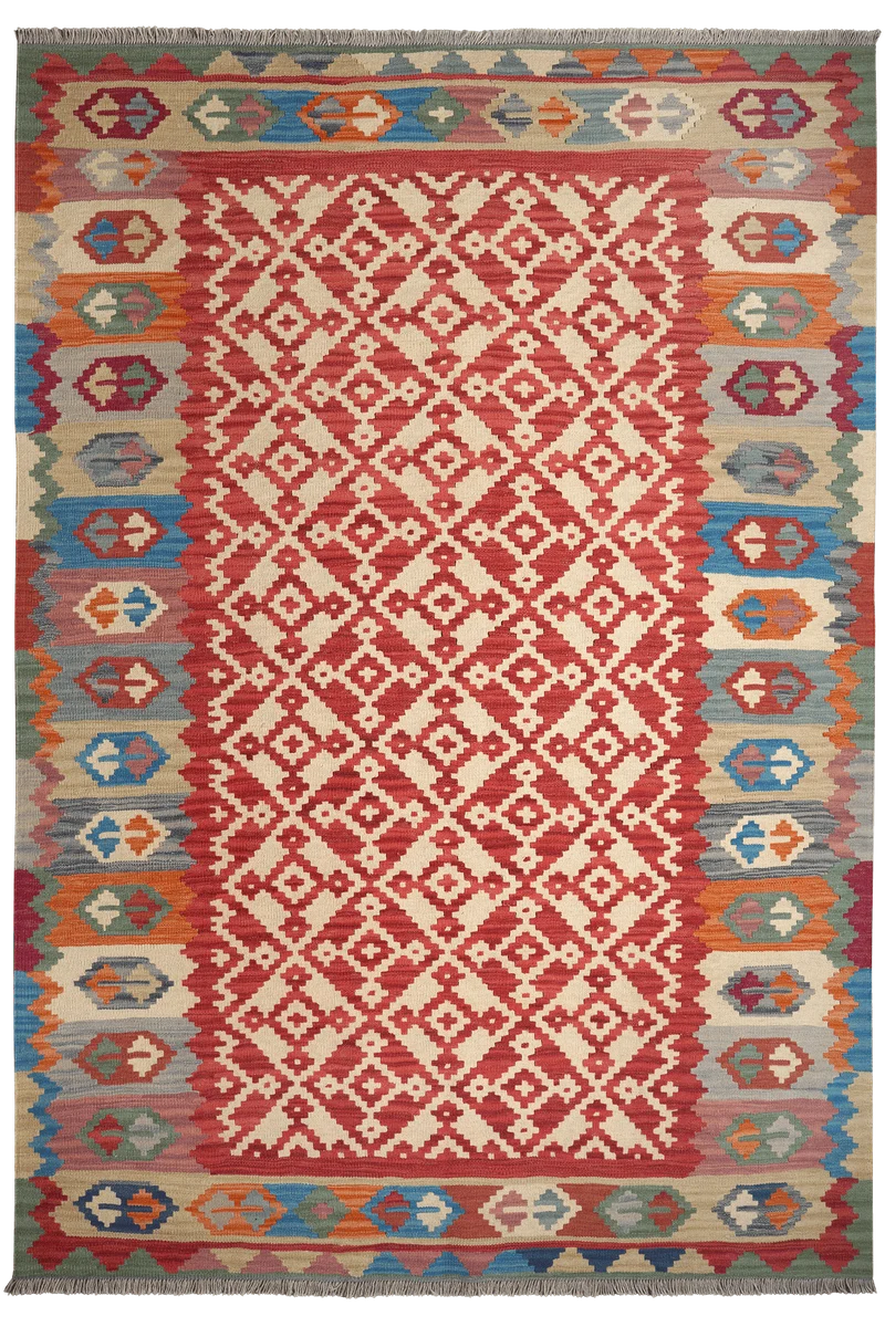 Kelim Gashgai · Handgewebt – Rot, 252x173 cm