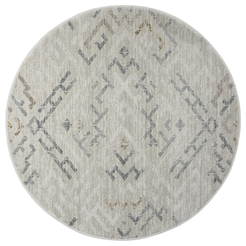 Teppich TURA rund Creme-Grau 120 x 120 cm