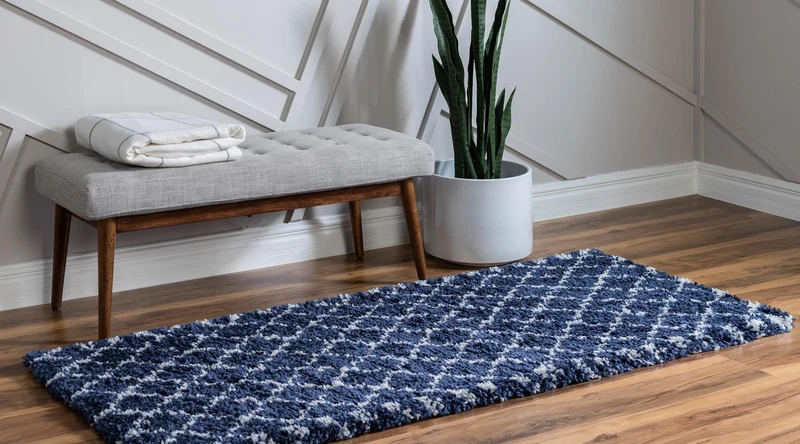 Teppich MARA Shaggy Läufer Ultra-Marineblau 80x185 cm