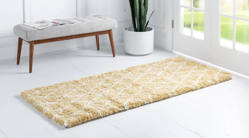 Teppich MARA Shaggy Läufer Gold-Gelb 80x305 cm