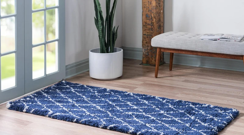 Teppich MARA Shaggy Läufer Enzianblau 80x185 cm