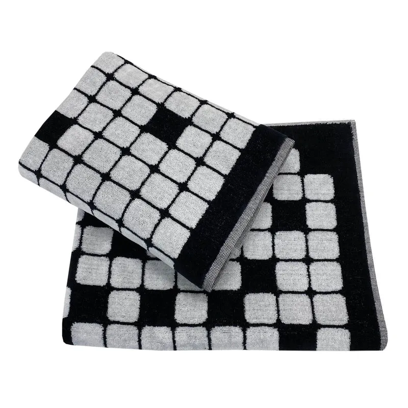 Asciugamano con Ospite in Cotone Chessboard Carrara Moderno