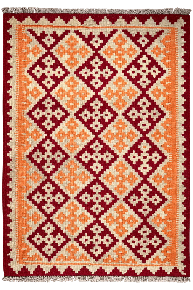 Kelim Gashgai · Handgewebt – Orange, 149x106 cm