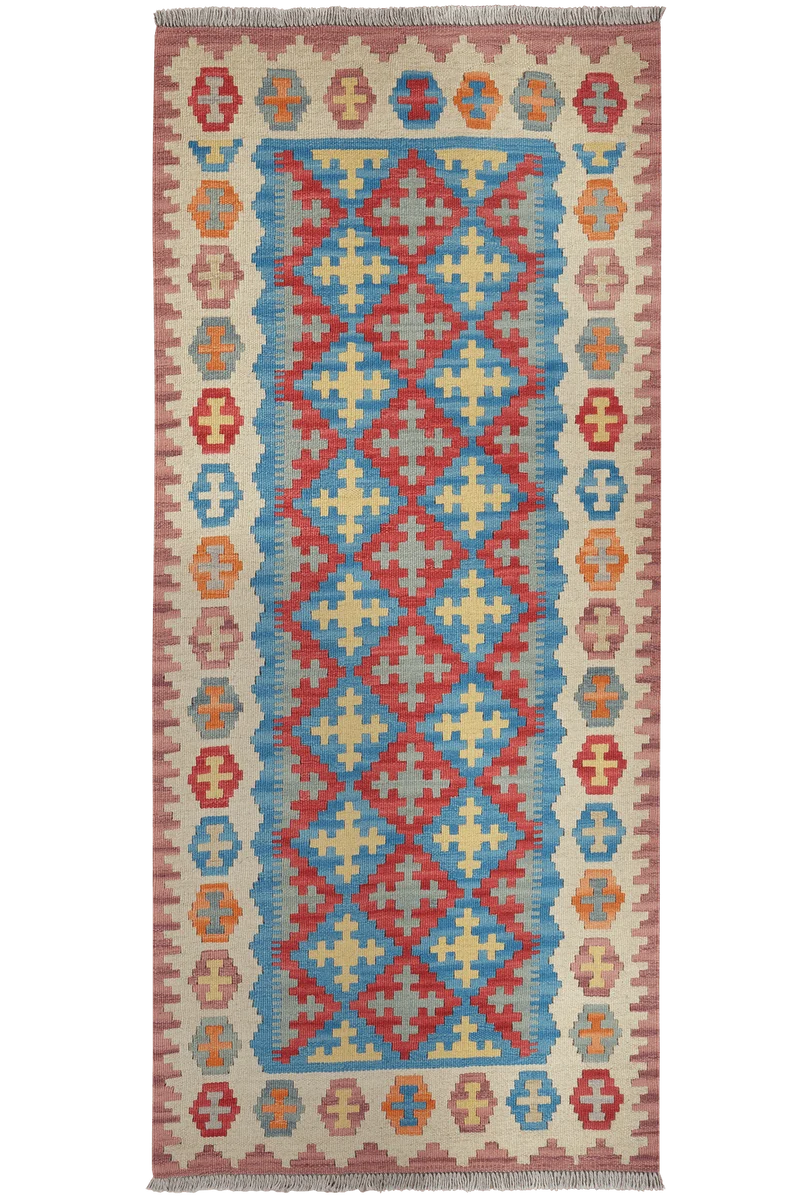 Kelim Gashgai · Handgewebt – Rot, 194x87 cm