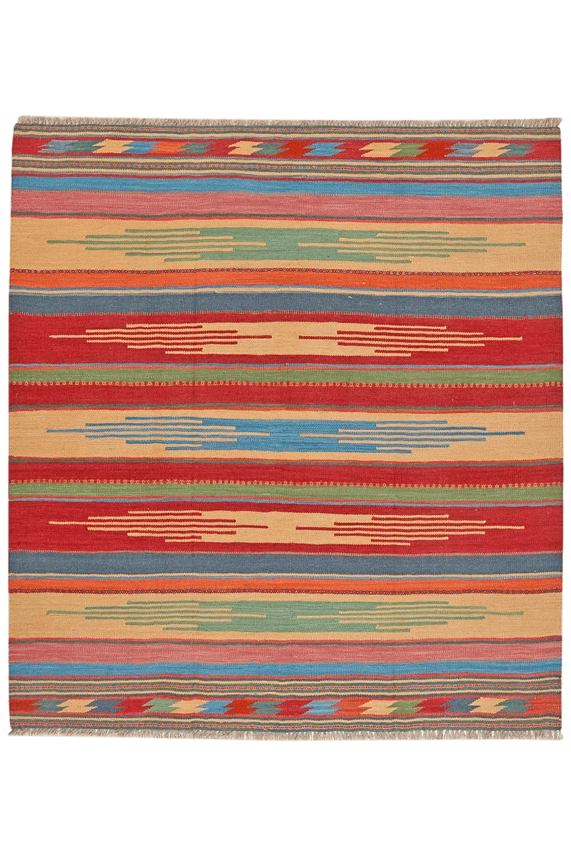 Kelim Gashgai · Handgewebt – Bunt, 145x132 cm