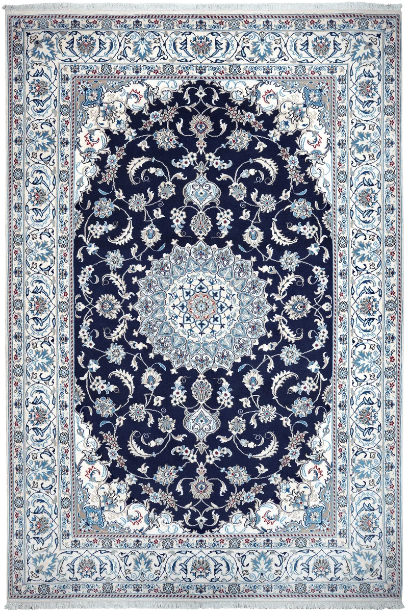 Nain 12La · Handgeknüpft – Blau, 298x197 cm