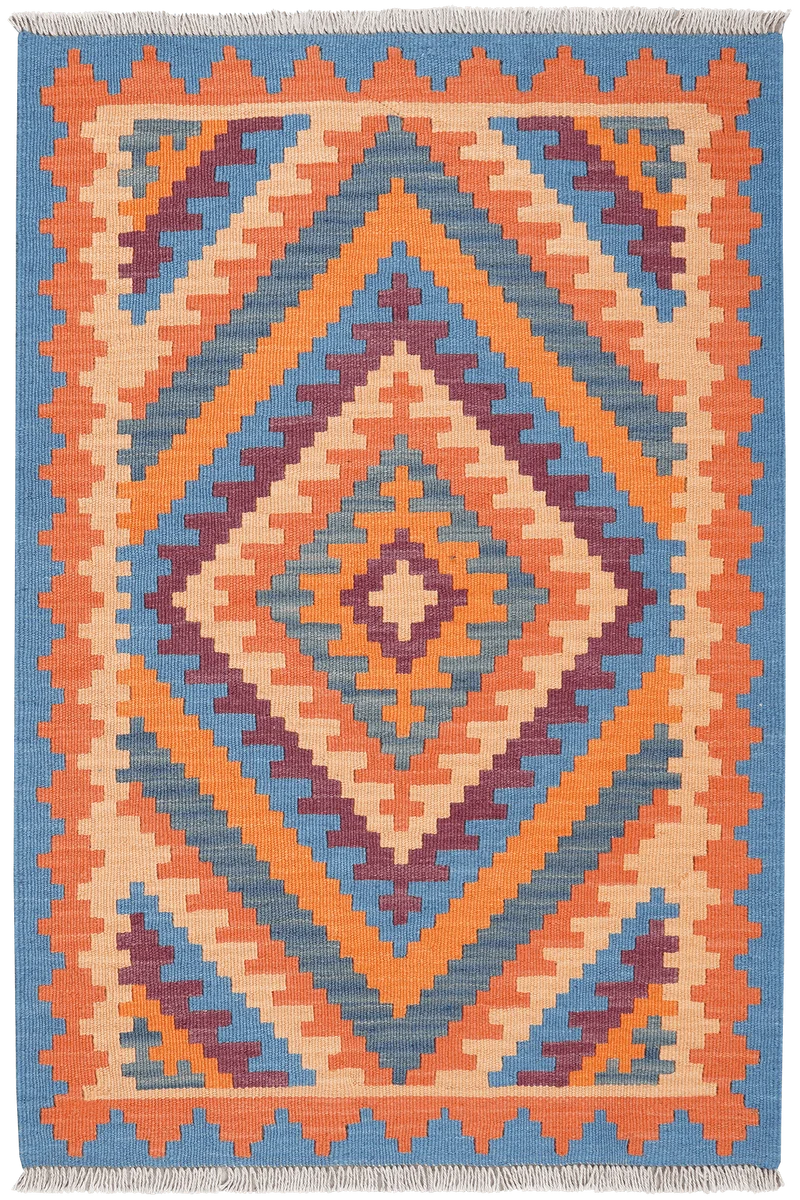 Kelim Gashgai · Handgewebt – Blau, 123x84 cm