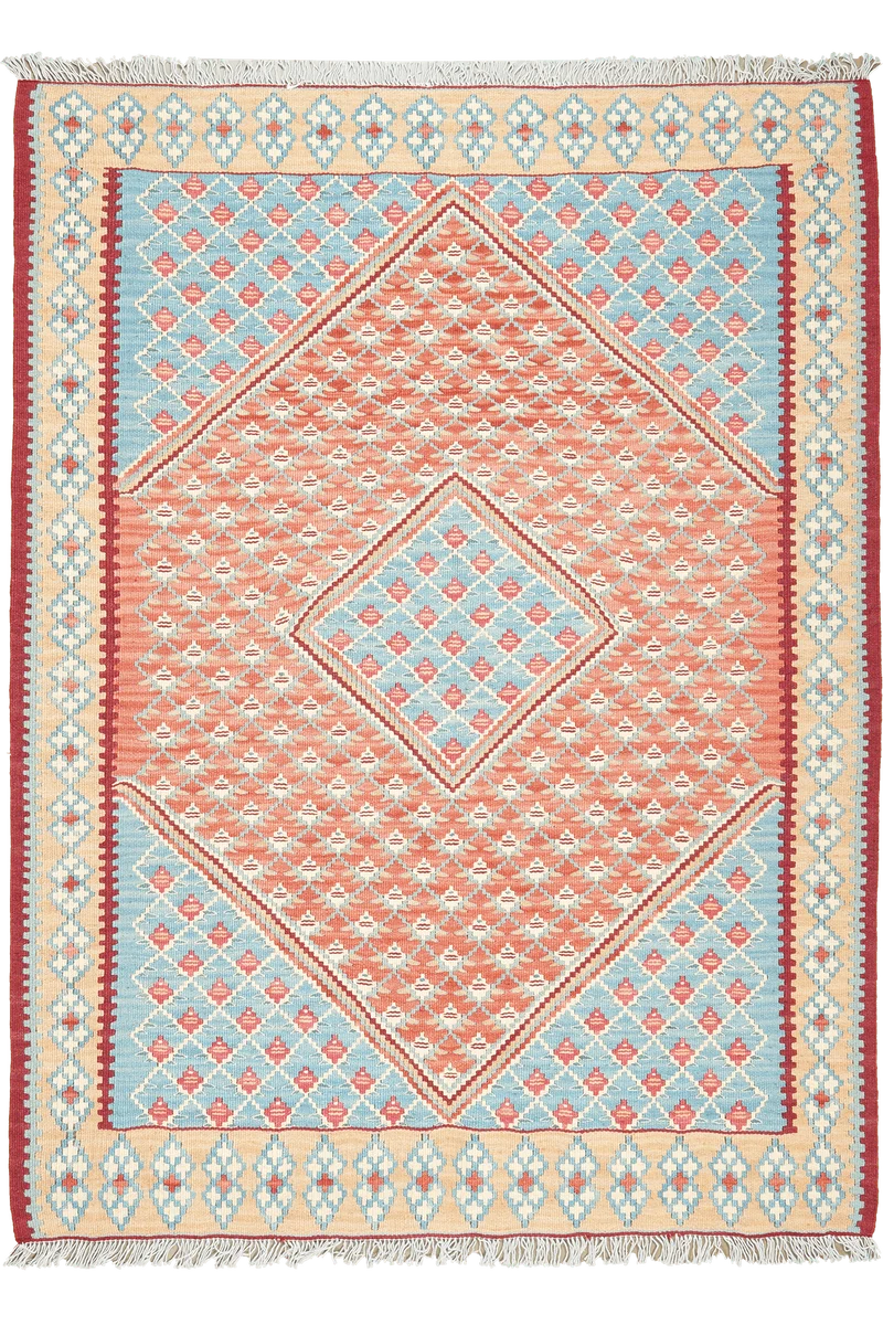 Kelim Senneh · Handgewebt – Blau, 141x104 cm