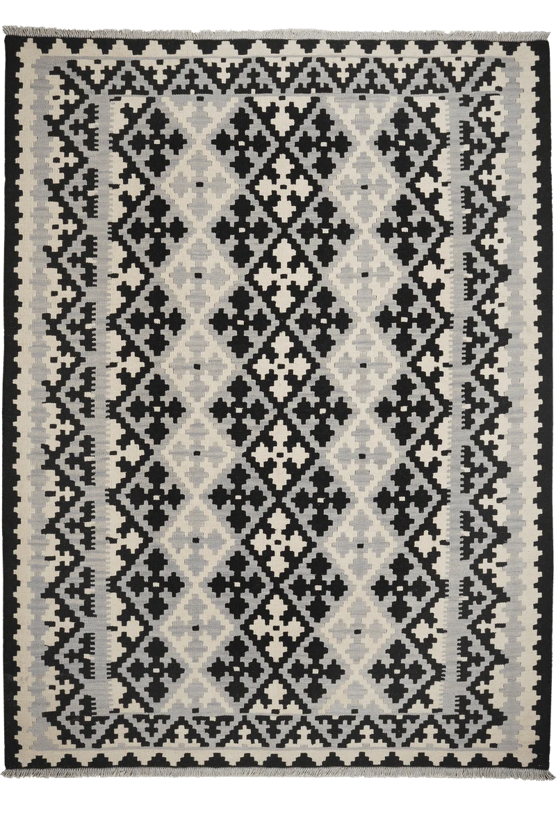 Kelim Gashgai · Handgewebt – Schwarz, 239x177 cm