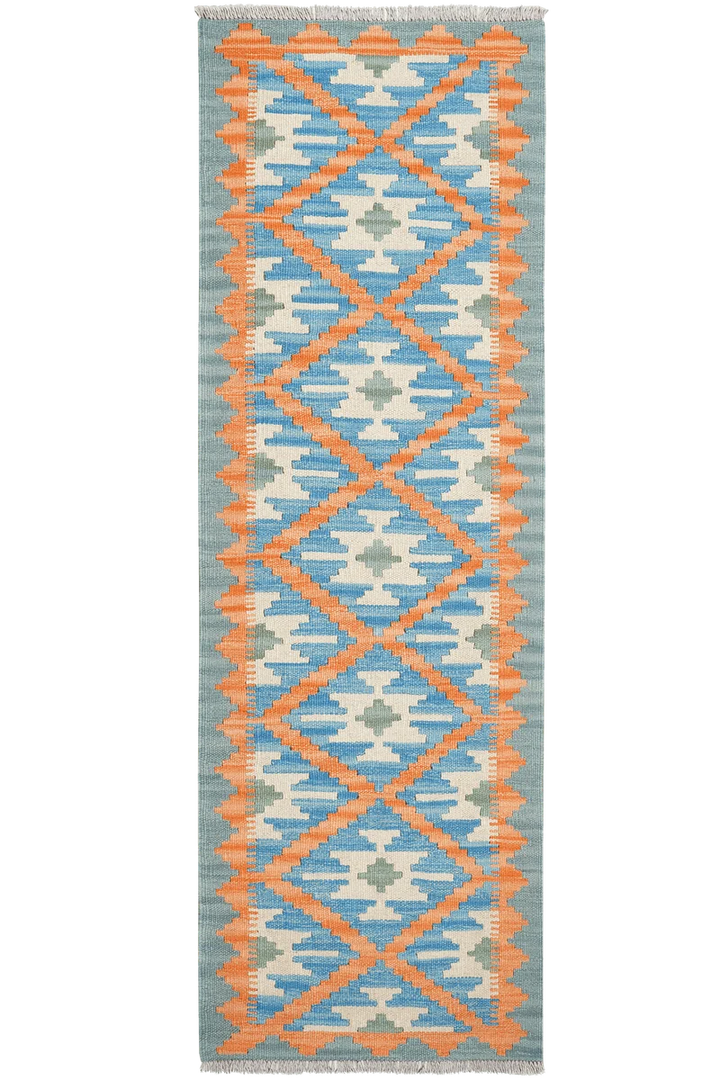 Kelim Gashgai · Handgewebt – Blau, 191x63 cm