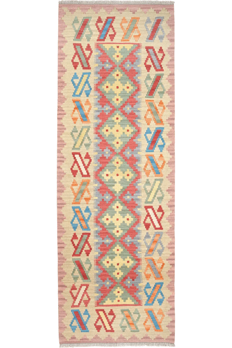 Kelim Gashgai · Handgewebt – Blau, 243x81 cm