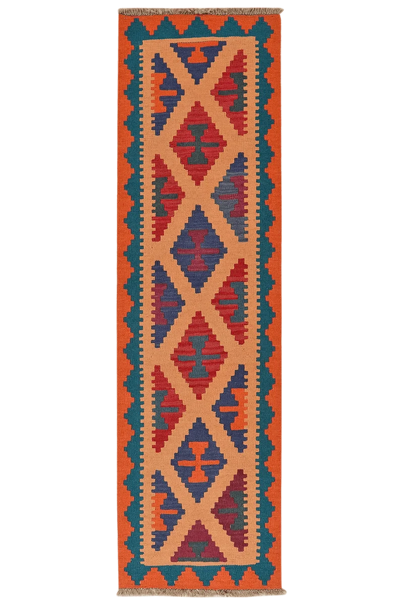 Kelim Gashgai · Handgewebt – Beige, 196x57 cm