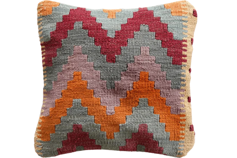 Kelim Kissen · Handgefertigt – Bunt, 40x40 cm