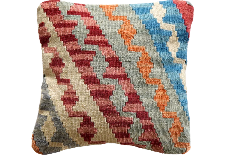 Kelim Kissen · Handgefertigt – Bunt, 40x40 cm