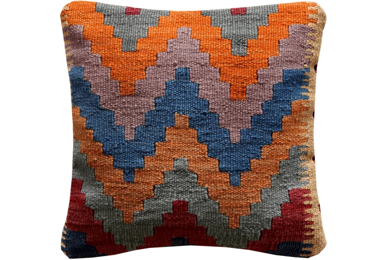 Kelim Kissen · Handgefertigt – Bunt, 40x40 cm