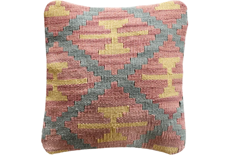 Kelim Kissen · Handgefertigt – Bunt, 40x40 cm